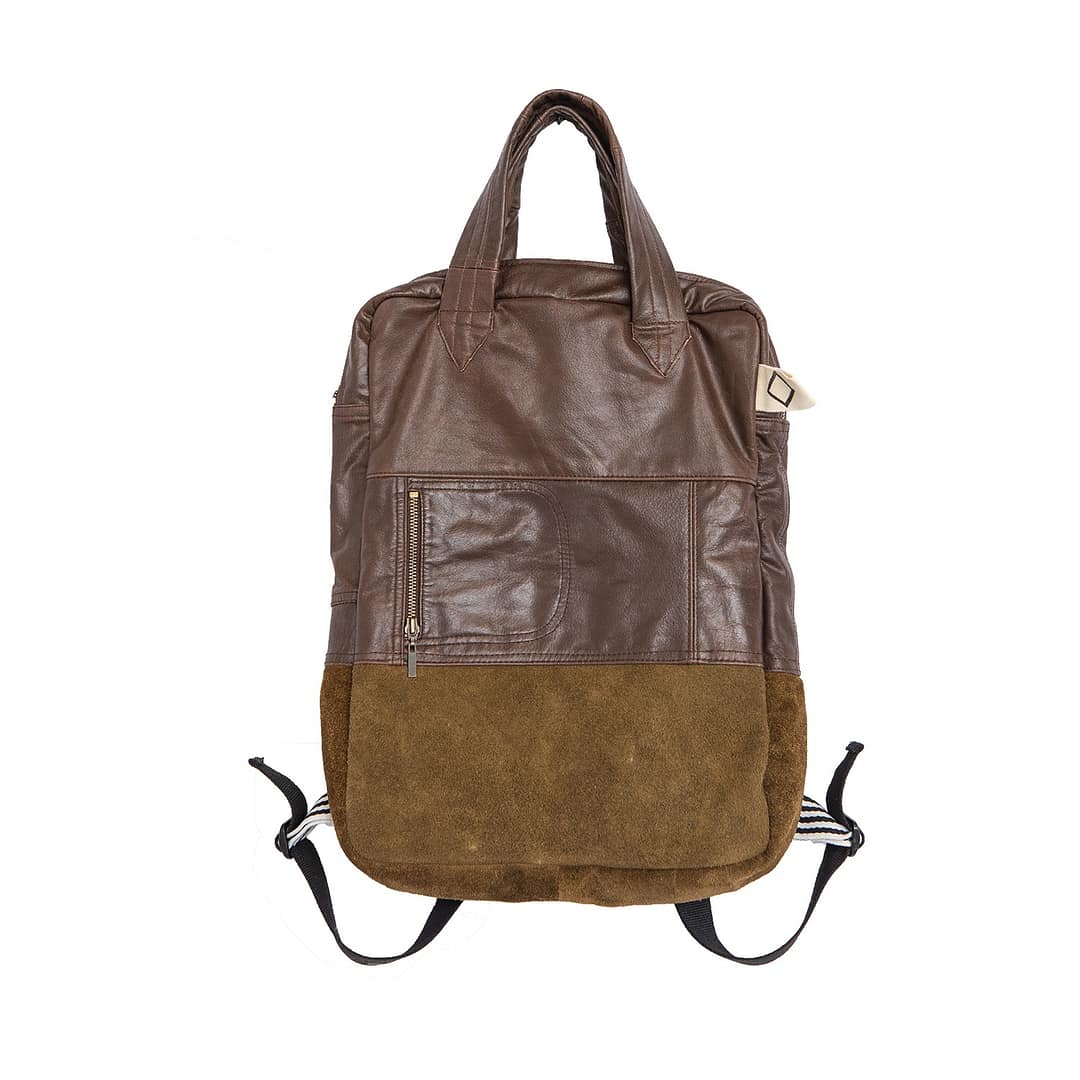 Backpack Brown / Light brown | Upcycled Leather