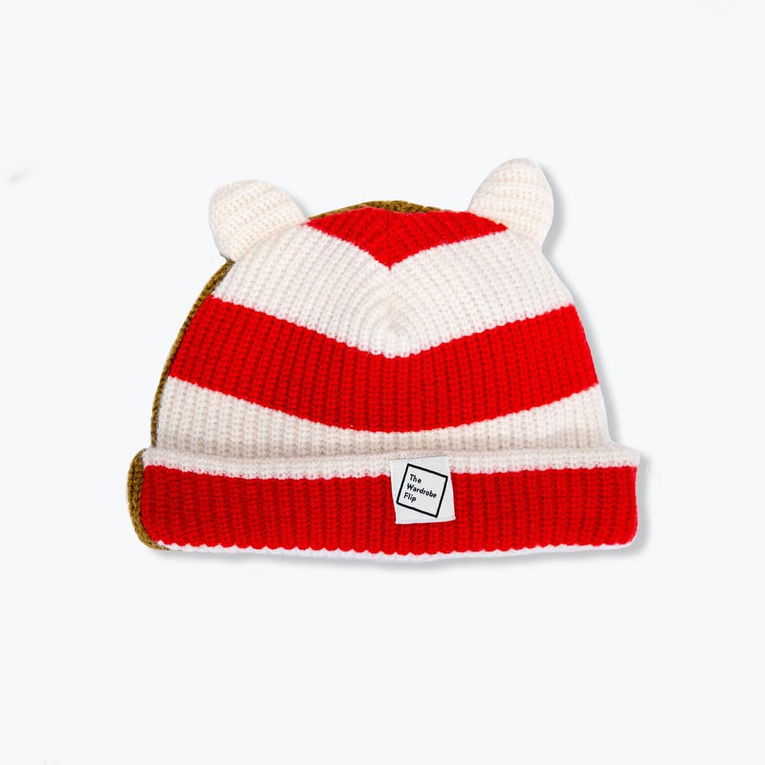 Red cream stripe | a Better Beanie / kids 4-7y