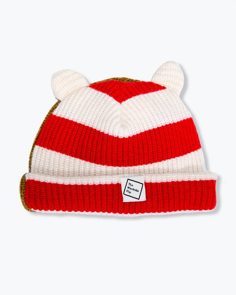 Red cream stripe | a Better Beanie / kids 4-7y